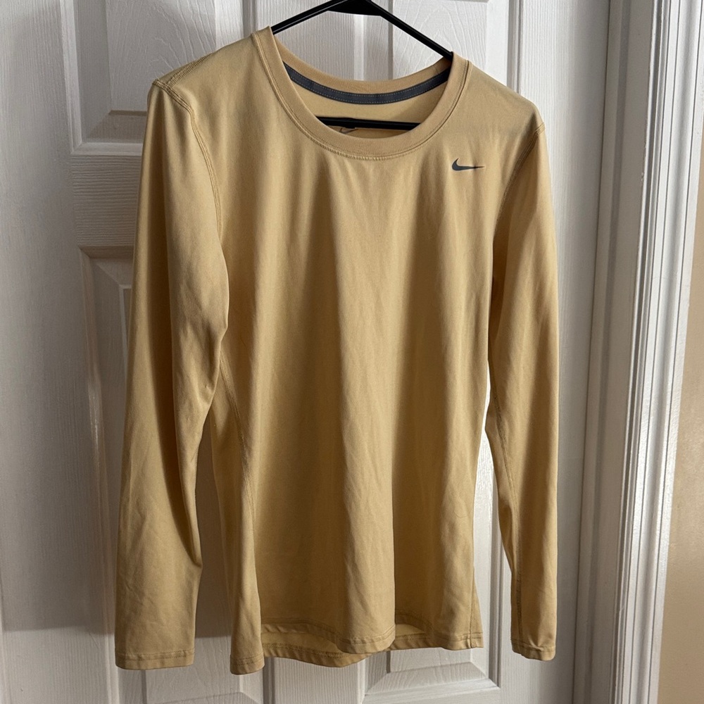 Nike Beige Long Sleeve Top with gray logo